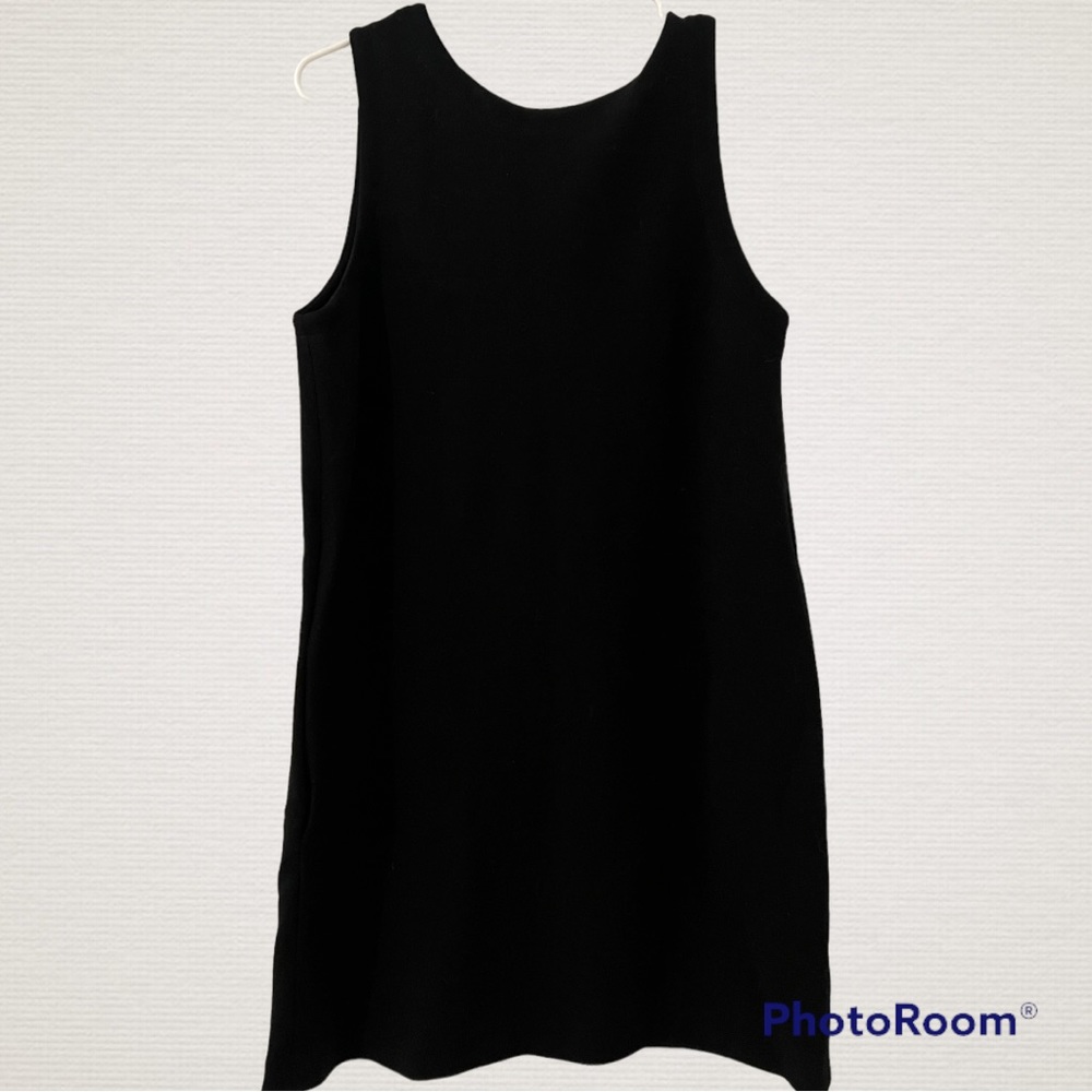 Lisa Perry Black Sleeveless Wool Sheath Dress